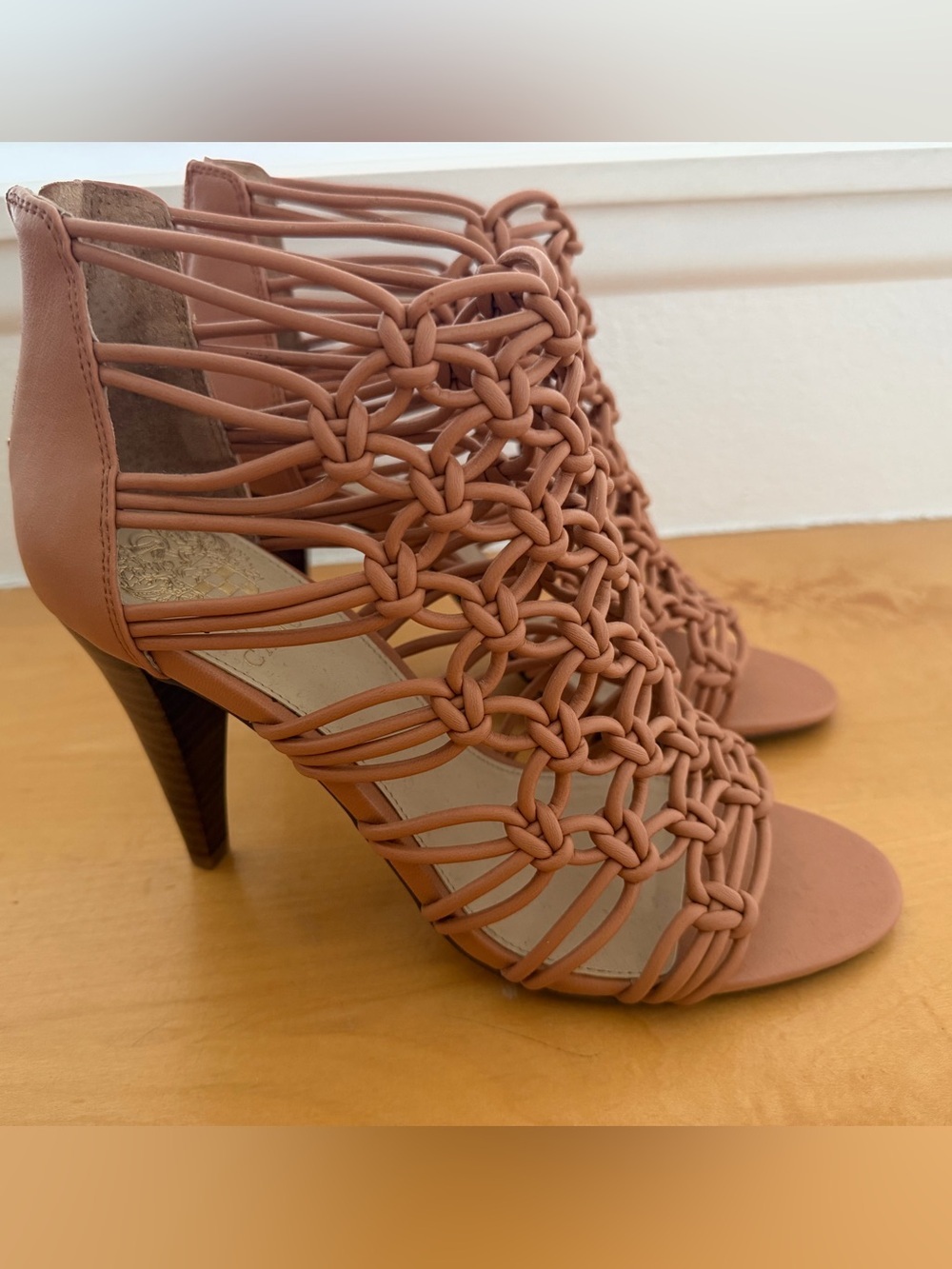 Vince Camuto Braided Cage High Heel Sandals in Rust - size 7 - Picture 3 of 5